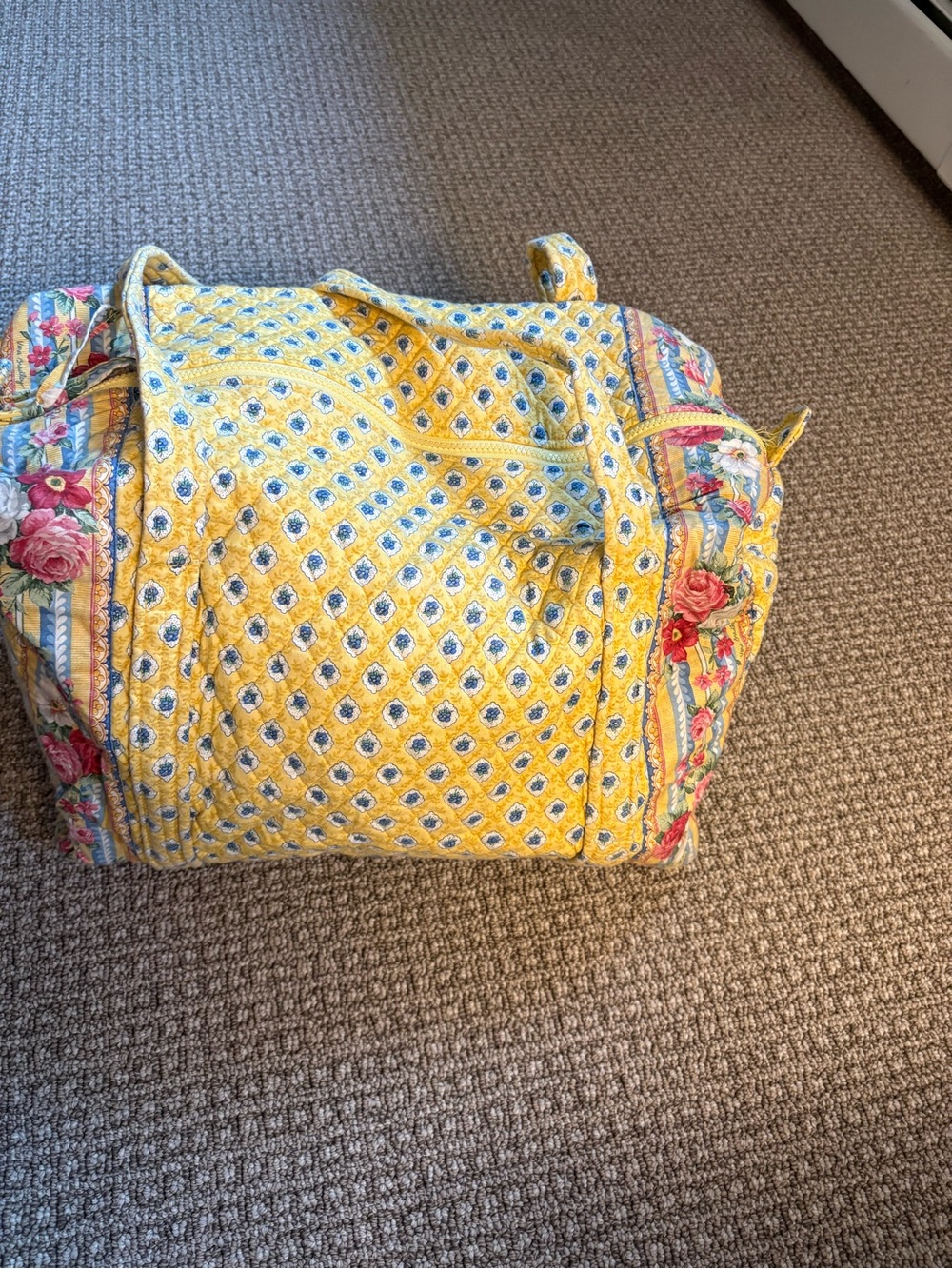 Vera Bradley Yellow Floral Quilted Travel Bag